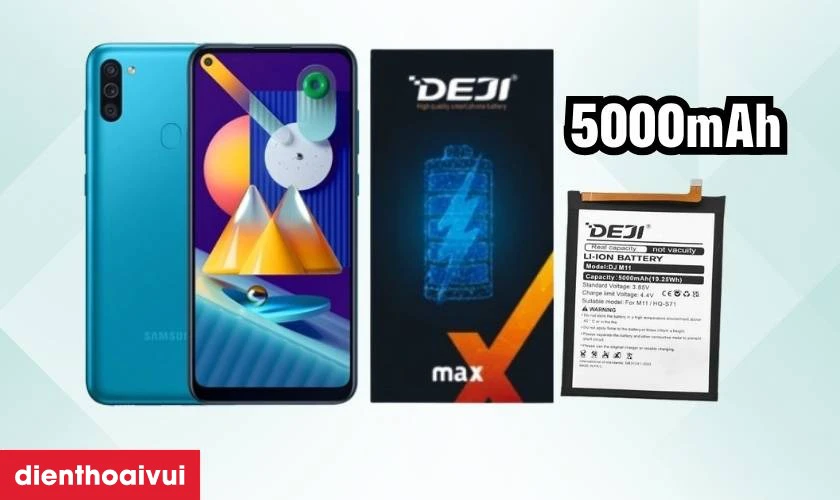 Đ&aacute;nh gi&aacute; pin Samsung Galaxy M11 h&atilde;ng Deji
