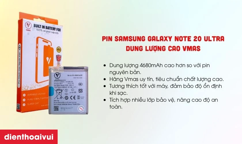 Pin Samsung Galaxy Note 20 Ultra dung lượng cao Vmas có gì nổi bật?