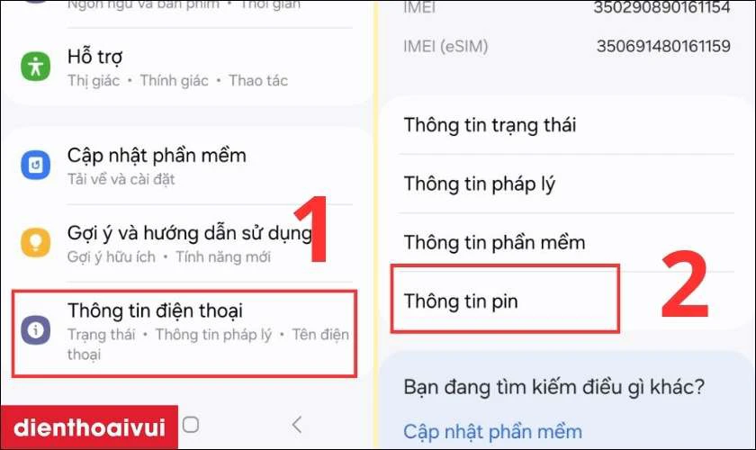 Có thể kiểm tra sức khỏe pin Samsung J Series mà không cần tải app không?