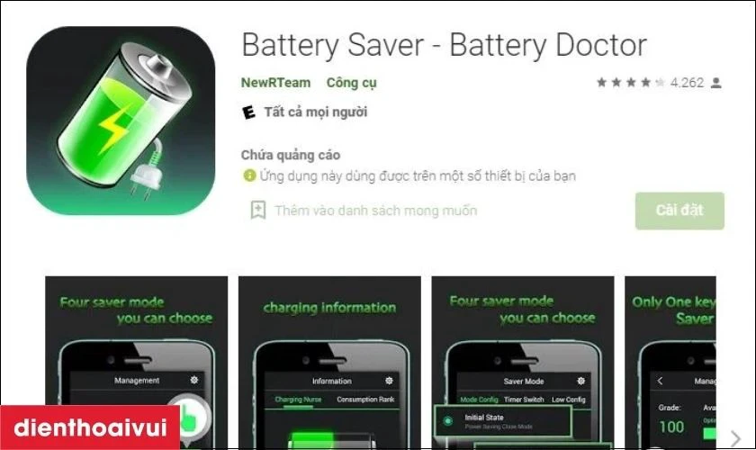 Kiểm tra pin Samsung bằng ứng dụng Battery Doctor&nbsp;