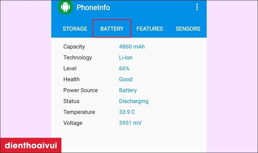 Nhấp v&agrave;o mục Battery (Pin)