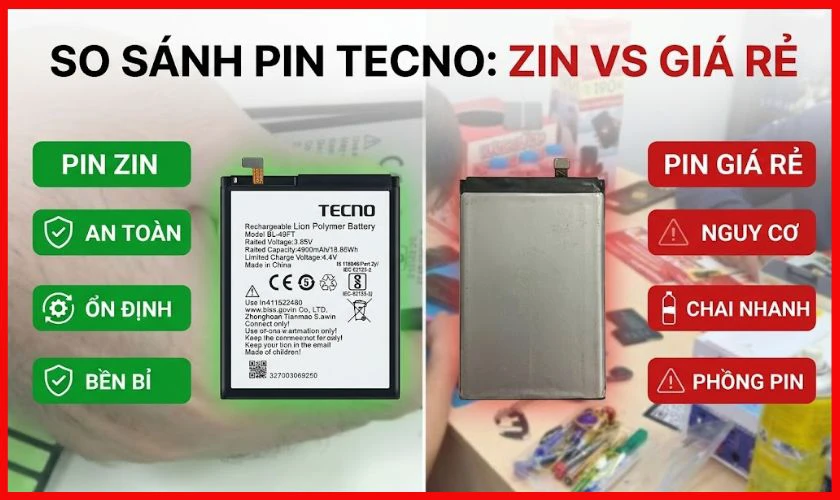 Yếu tố ảnh hưởng đến giá thay pin Tecno quận Thanh Xuân