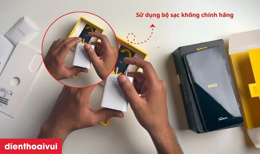Sử dụng pin sạc k&eacute;m chất lượng, kh&ocirc;ng r&otilde; nguồn gốc l&agrave;m hỏng pin Poco F3