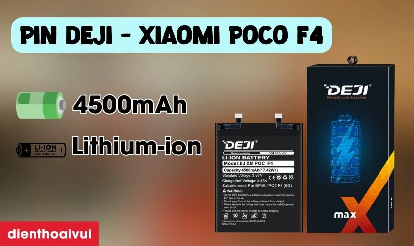 Đánh giá pin Xiaomi Poco F4 hãng Deji