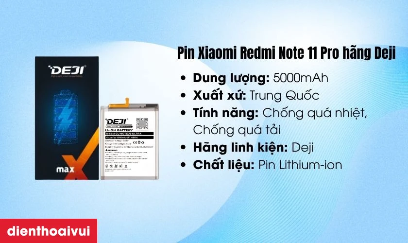 Thay pin Xiaomi Redmi Note 11 Pro chính hãng Deji