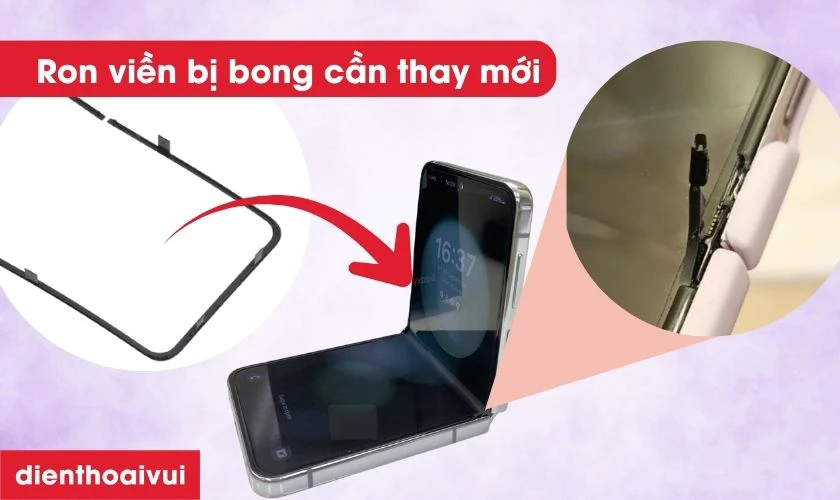 Dấu hiệu cần thay ron viền nẹp nhựa m&agrave;n h&igrave;nh Samsung Galaxy Z Flip