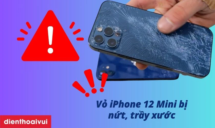 Vỏ iPhone 12 Mini bị trầy xước nhiều, tr&oacute;c sơn, m&oacute;p m&eacute;o