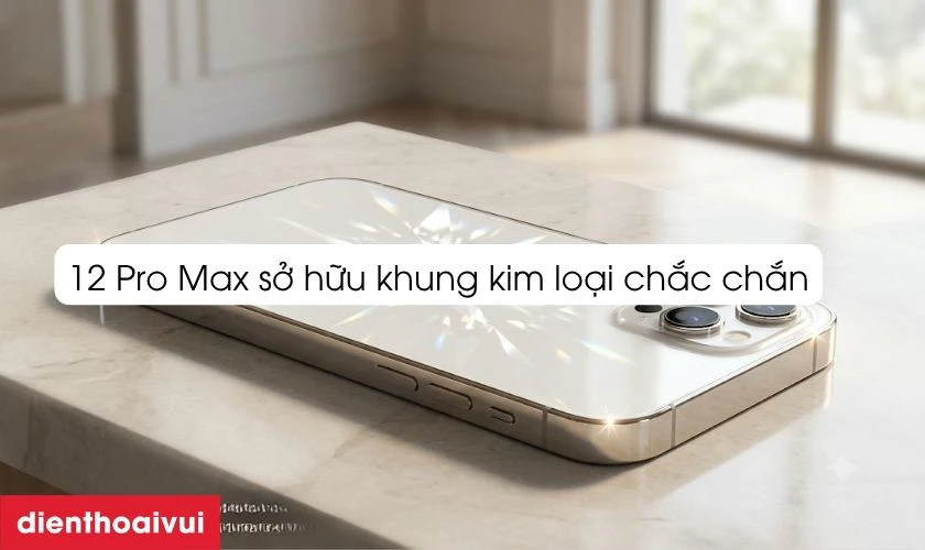 iPhone 12 Pro Max – Mặt lưng kính bóng loáng, khung kim loại chắc chắn