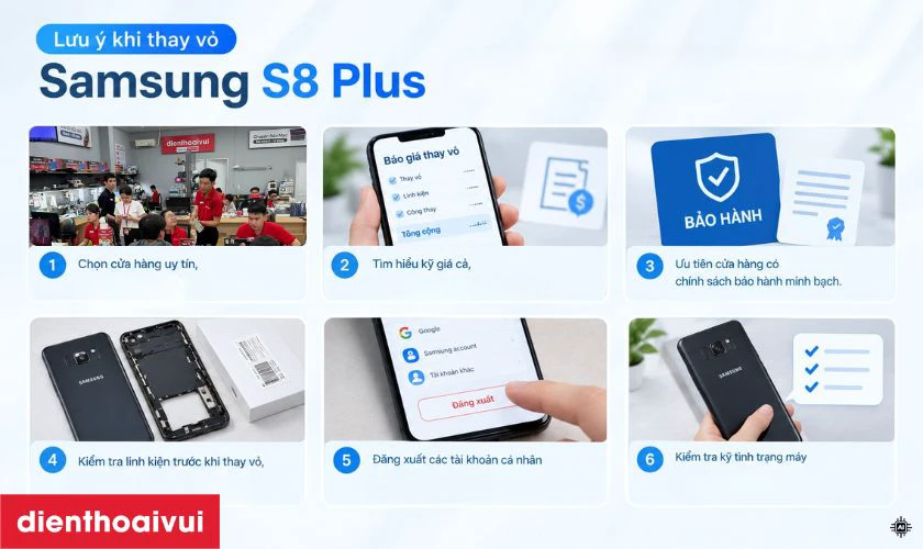 Một số lưu ý khi vỏ máy Samsung S8 Plus?