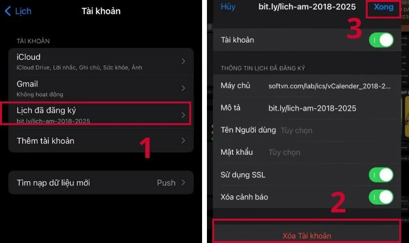 Chọn v&agrave;o X&oacute;a t&agrave;i khoản