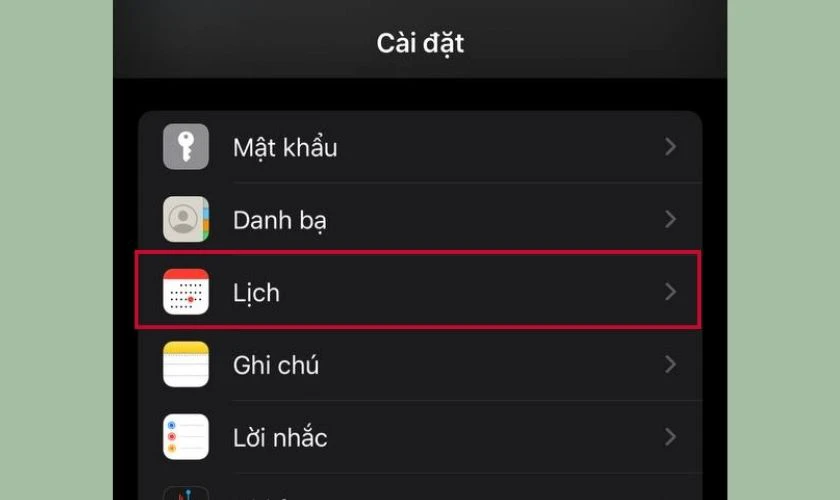 C&aacute;ch bật lịch &acirc;m trực tiếp tr&ecirc;n iPhone