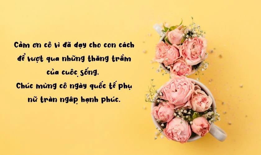 Thiệp 8/3 tặng cô tone vàng