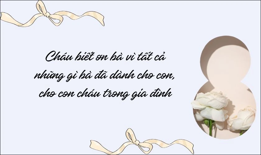 Thiệp 8/3 biết ơn bà nội, bà ngoại