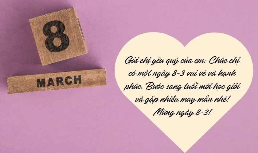 Thiệp chúc mừng 8/3 đến các chị gái
