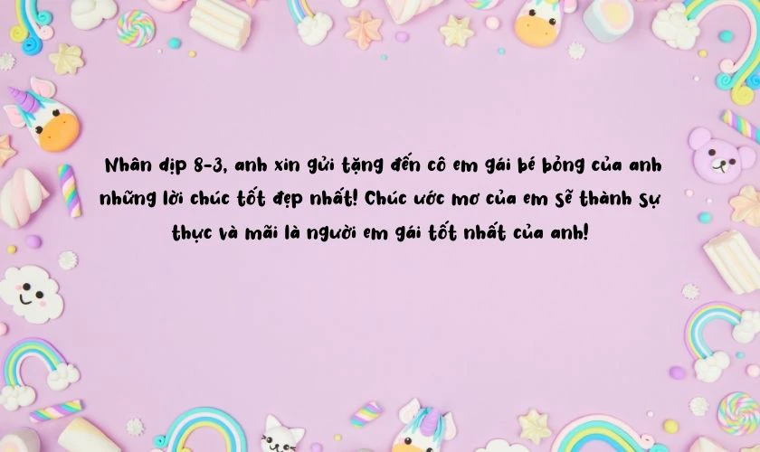 Thiệp 8/3 tặng em gái dễ thương