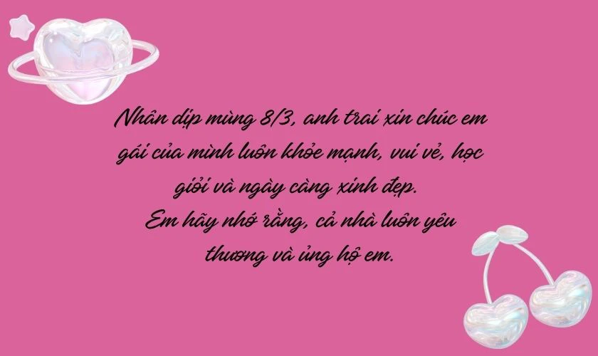Lời yêu thương đến em gái ngày Phụ nữ