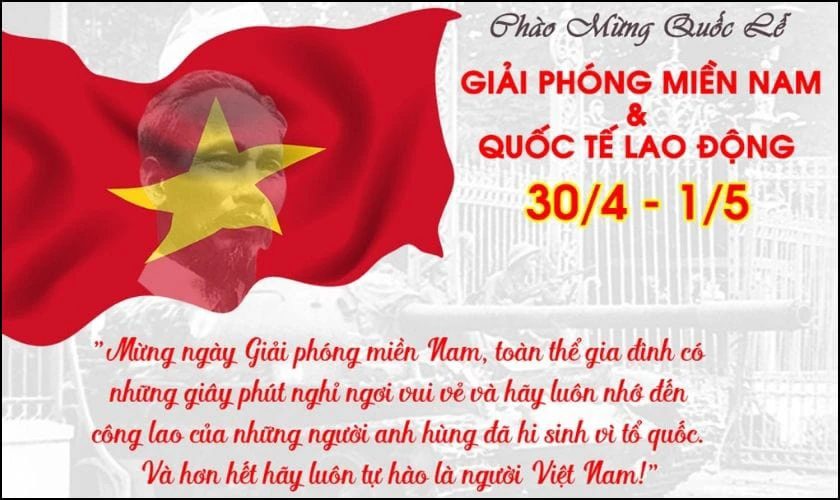 Thiệp chúc mừng 30/4 1/5 cho gia đình 4K
