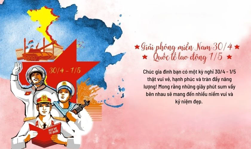 Thiệp chúc mừng 30/4 1/5 cho gia đình đẹp nhất