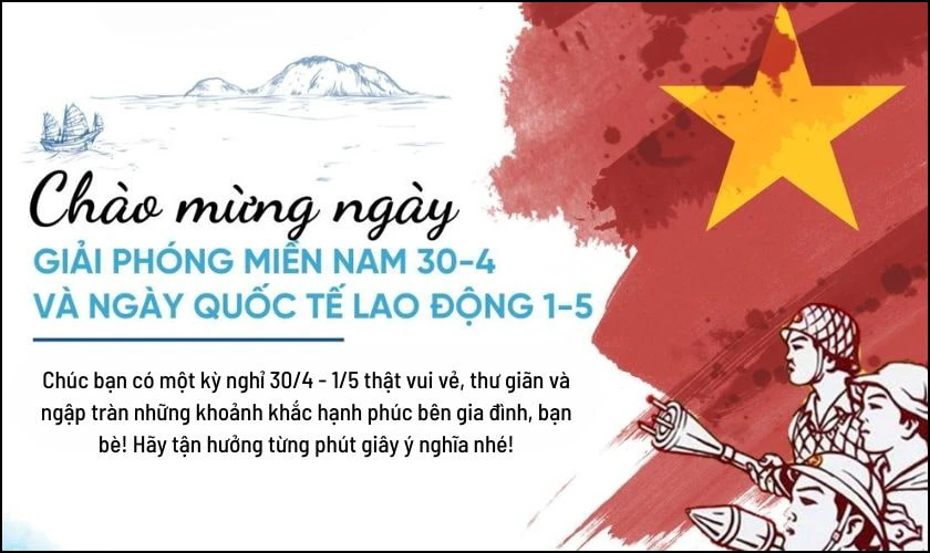 Thiệp chúc mừng 30/4 1/5 cho bạn bè HD