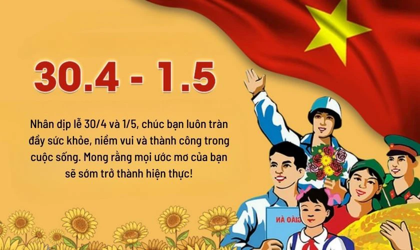 Thiệp chúc mừng 30/4 1/5 cho bạn bè ấn tượng