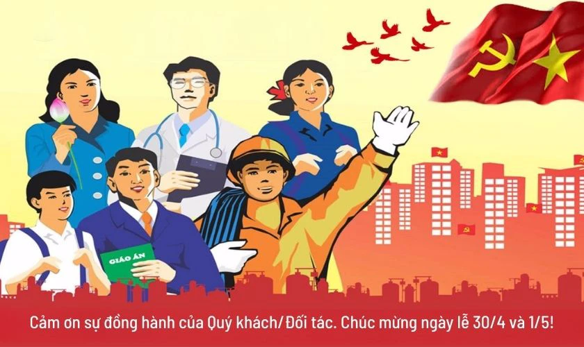 Thiệp chúc mừng 30/4 1/5 cho khách hàng đẹp
