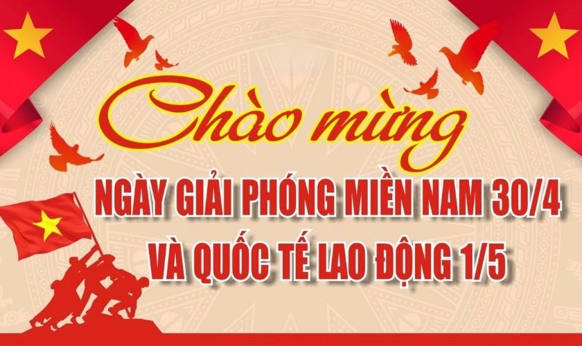 Thiệp chúc mừng 30/4 1/5 cho khách hàng rõ