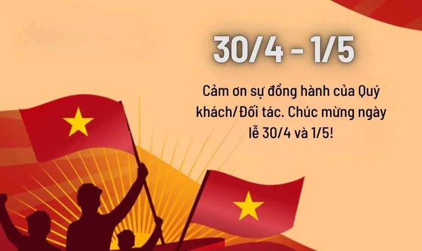 Thiệp chúc mừng 30/4 1/5 cho khách hàng đơn giản