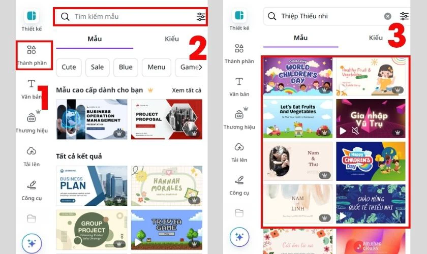 Gõ từ khóa “Children’s Day Card” hoặc “Thiệp Thiếu nhi” để tìm mẫu thiệp