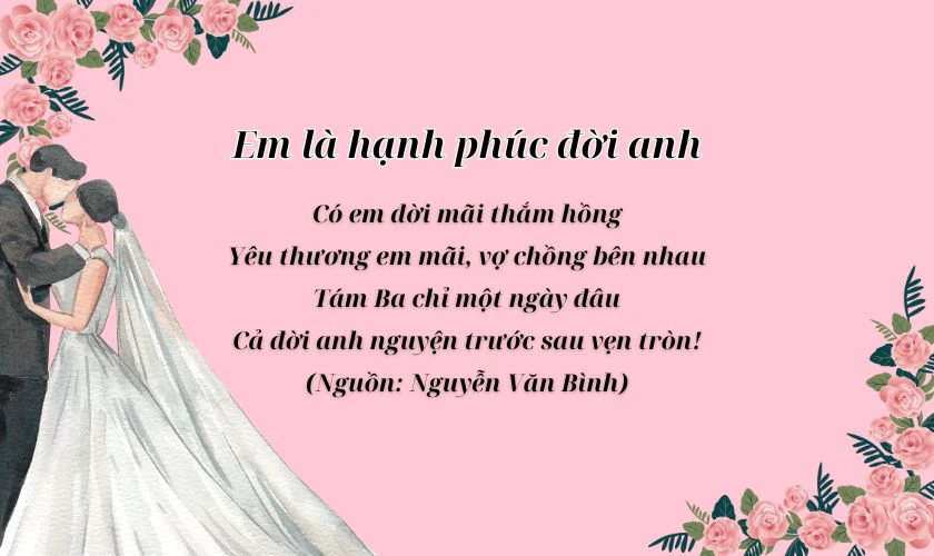 Thơ 8/3 ngắn gọn tặng vợ lãng mạn, ấm áp