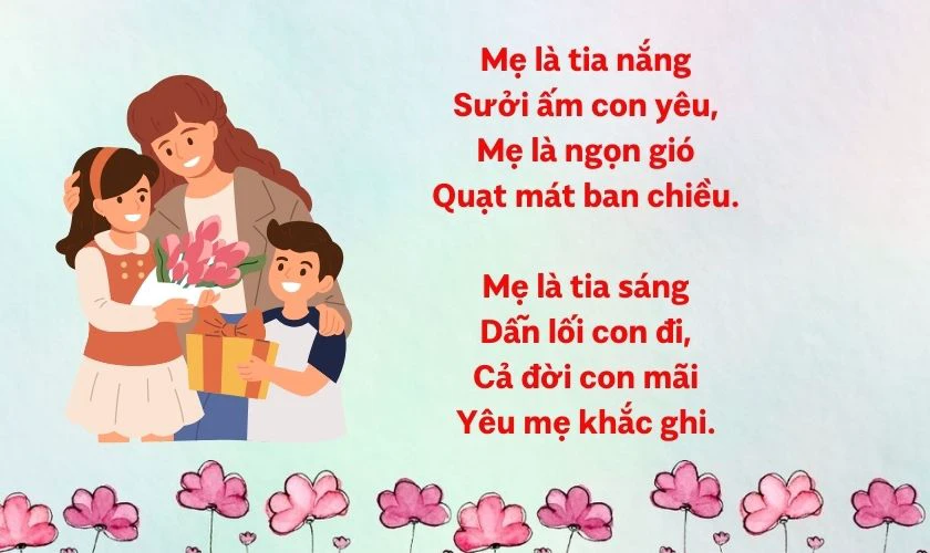 Thơ về ngày 8/3 cho trẻ mầm non tặng mẹ