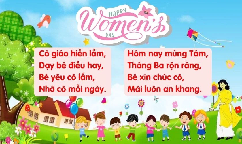 Thơ về ngày 8/3 cho trẻ mầm non tặng cô giáo