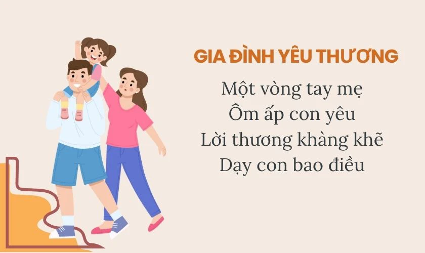 Thơ 4 chữ về gia đ&igrave;nh cho trẻ mầm non
