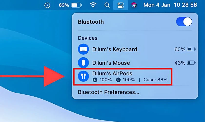 C&aacute;ch kiểm tra thời lượng pin Airpods 2 tr&ecirc;n Macbook