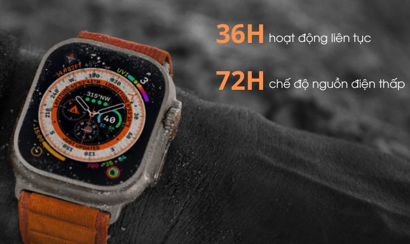 Thời lượng pin Apple Watch Ultra đ&aacute;p ứng nhu cầu sử dụng cả ng&agrave;y d&agrave;i