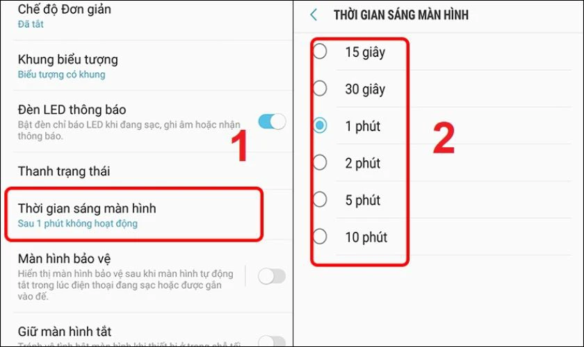 C&agrave;i lại thời gian s&aacute;ng m&agrave;n h&igrave;nh Galaxy Note 10