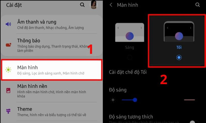Đổi h&igrave;nh nền sang m&agrave;u tối