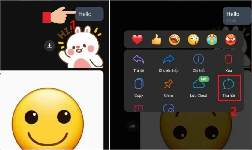 C&aacute;ch thu hồi tin nhắn Zalo tr&ecirc;n điện thoại