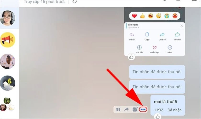 Click chuột tr&aacute;i v&agrave;o dấu 3 chấm