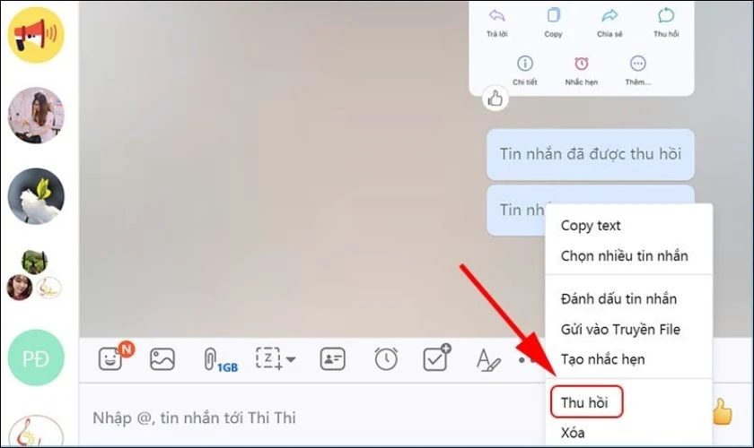 C&aacute;ch thu hồi tin nhắn Zalo tr&ecirc;n m&aacute;y t&iacute;nh, PC