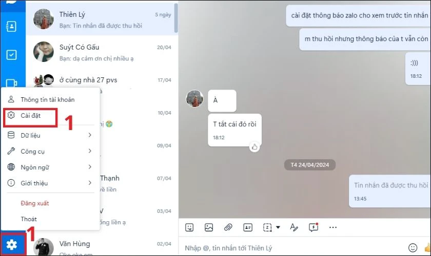 Bạn mở ứng dụng Zalo, sau đ&oacute; mở C&agrave;i đặt