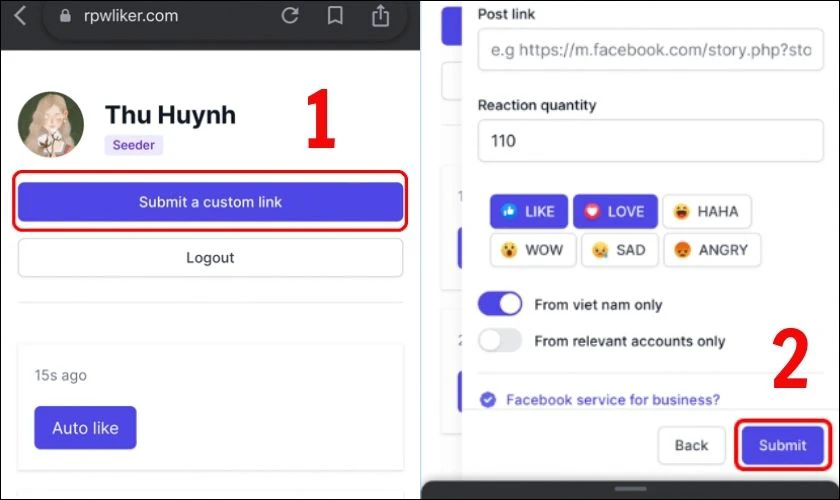 Cuối c&ugrave;ng, nhấn Submit để ho&agrave;n tất qu&aacute; tr&igrave;nh