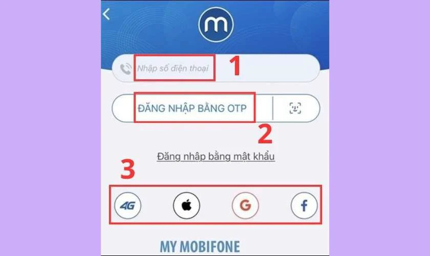 Đăng nhập v&agrave;o app My MobiFone