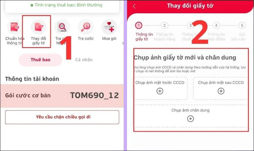 Thay đổi th&ocirc;ng tin ch&iacute;nh chủ SIM Viettel