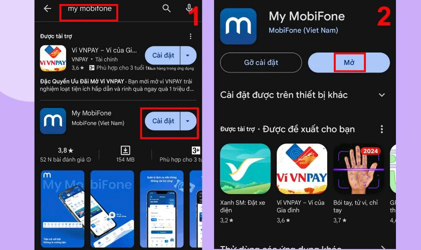 T&igrave;m kiếm v&agrave; tải ứng dụng My MobiFone