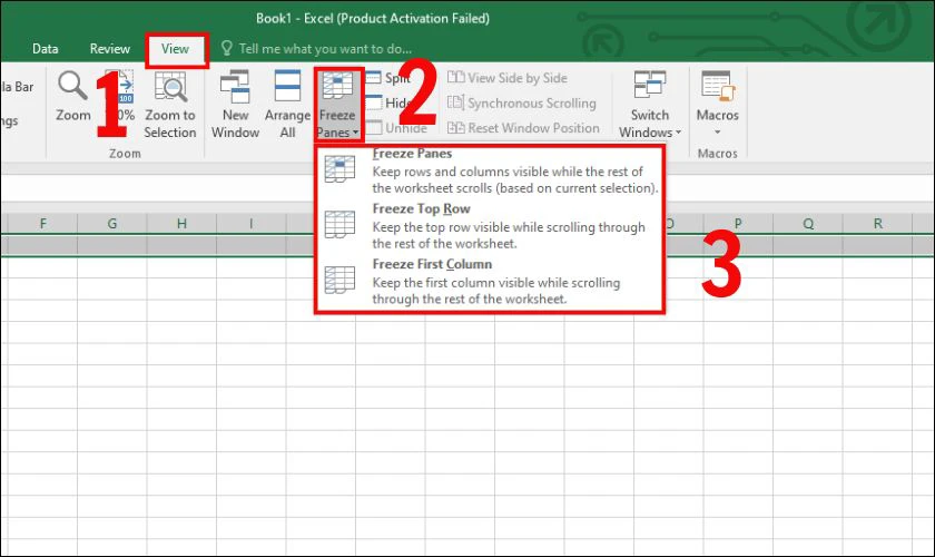 Cố định cột hoặc h&agrave;ng trong Excel
