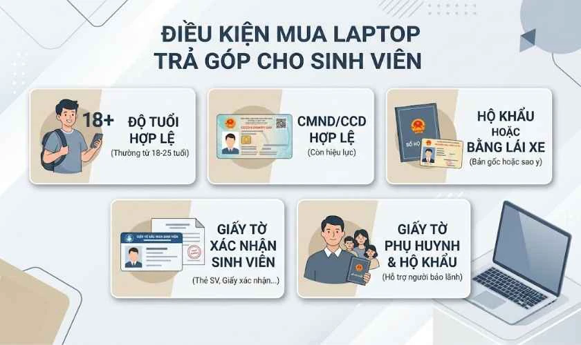 Thủ tục mua laptop trả góp cho sinh viên cần điều kiện gì?