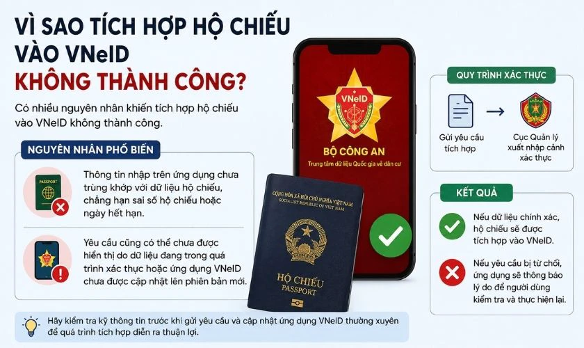 Vì sao tích hợp hộ chiếu vào VNeID không thành công?
