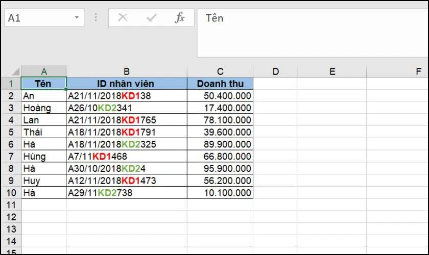Cách tính tổng theo tên trong Excel