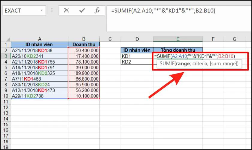 Cách tính tổng các mã giống nhau trong Excel nhanh nhất