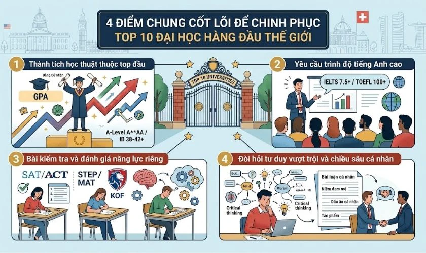 Điều kiện tuyển sinh của top 10 trường Đại học tốt nhất thế giới